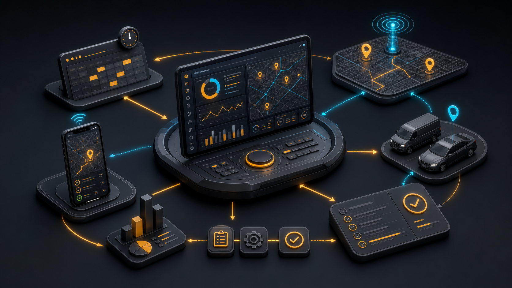 FMS scheduling, live tracking, and field operations workflow