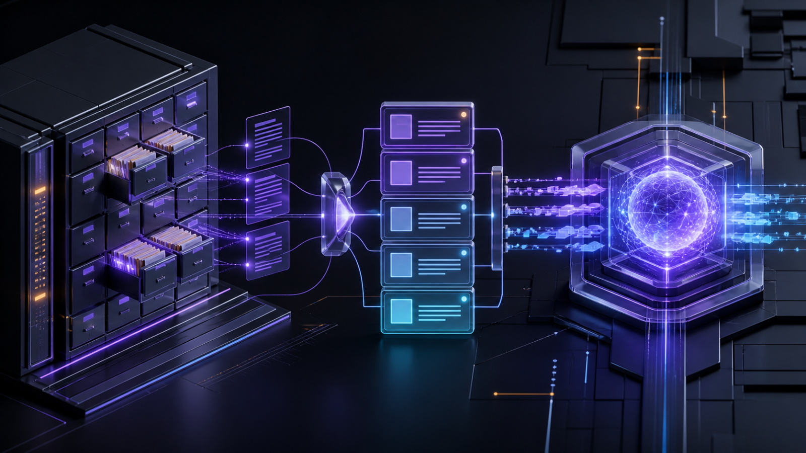 RAG pipeline connecting a document repository, retrieval layer, and AI model